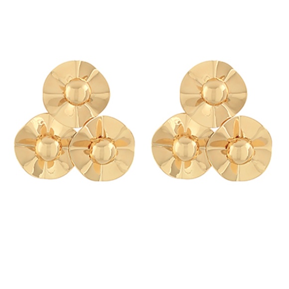 Angular Textured 3 Round Earrings
